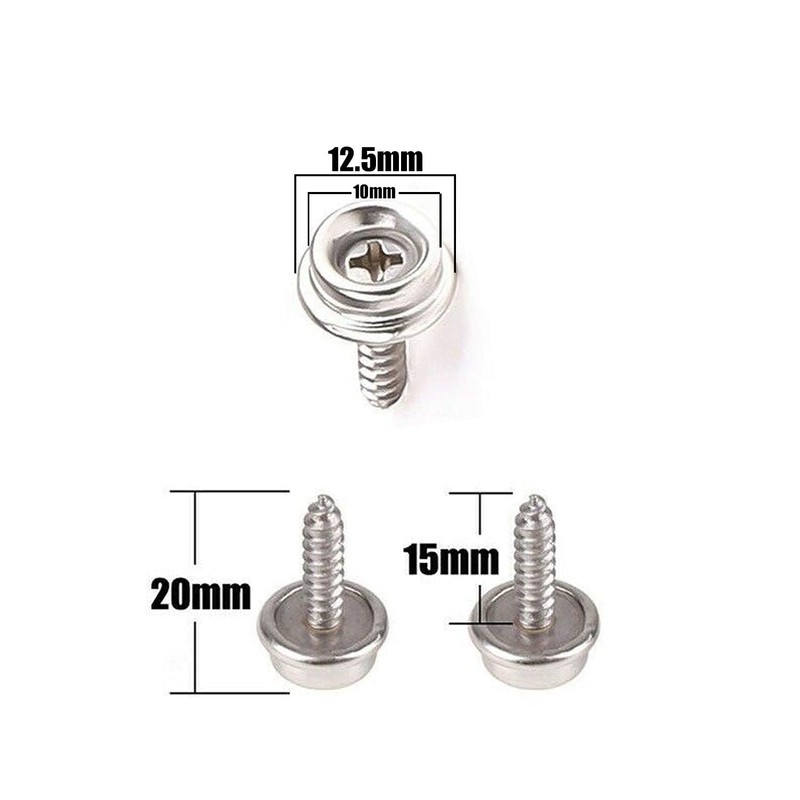 Trimming Shop 15mm Press Studs Screws Replacement Assorted Snap Fasteners