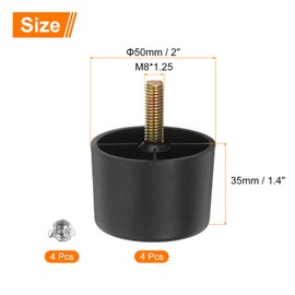 sourcing map 1.4 inch Plastic Furniture Legs, Set of 4 Round Tapered Table Sofa Cabinet Bed Legs, Replacement Furniture Couch Feet with M8 Hanger Bolts