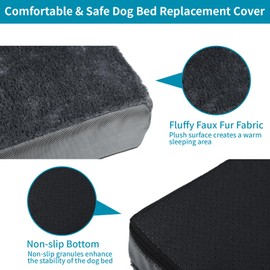 Nepfaivy Waterproof Dog Bed Cover -Washable Dog Crate Mattress Replacement Cover, Dark Grey, 120x75cm
