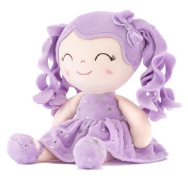 Gloveleya Doll First Baby Doll Plush Baby Doll Baby Dolls Soft Doll Baby Girl Gifts Curly Hair Purple Dress 12inches