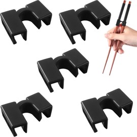 Patelai 5 Pairs Reusable Chopstick Helpers Practice Chinese Chop Stick Training Chopsticks for Many Age, Adult, Beginner, Trainers or Learner(Black)