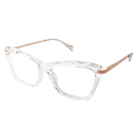 Eclipse Optics Focus Series Reading Glasses for Women - Full Rim, Polycarbonate & Metal, Includes Case, Cleaning Cloth, Screwdriver (Clear, 1.5, Diopters)