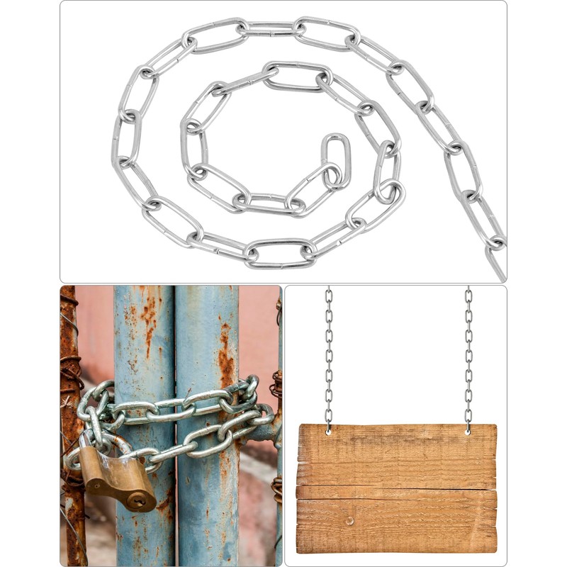 QWORK® 2 Pack Galvanized Steel Chain - Ø 2 mm