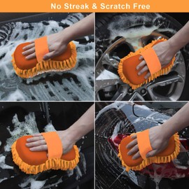 XINDELL Chenille Car Wash Mitt – Premium Microfiber Scratch-Free Sponge for Auto Exterior & Interior Cleaning, Lint-Free Car Care Accessory (Orange)