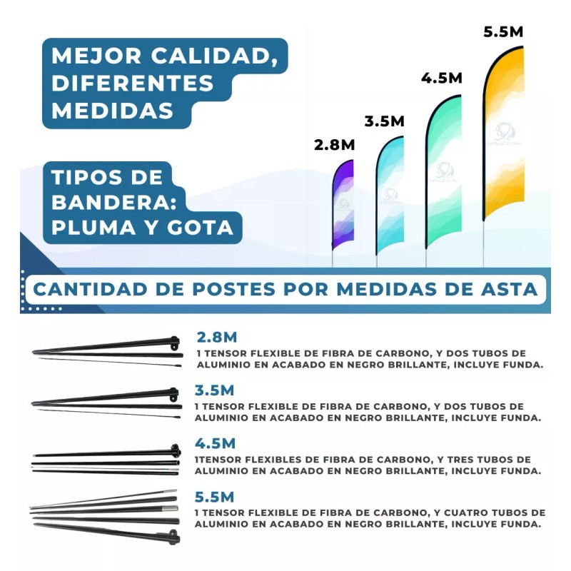 Sesuconsa by Proveer de Mexico Asta De Bandera 2.8m +