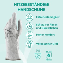 Ansell ActivArmr 42-474 Heat Protection Glove, Industrial Heat Resistant Gloves, Work Gloves with Felt Lining and Cuffs, Professional Protective Gloves, 1 Pair, Size L