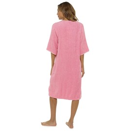 i-Smalls Women's Pure Cotton Zip through Terry Towelling Robe - Luxurious and Comfortable Bathrobe (8-10) Pink