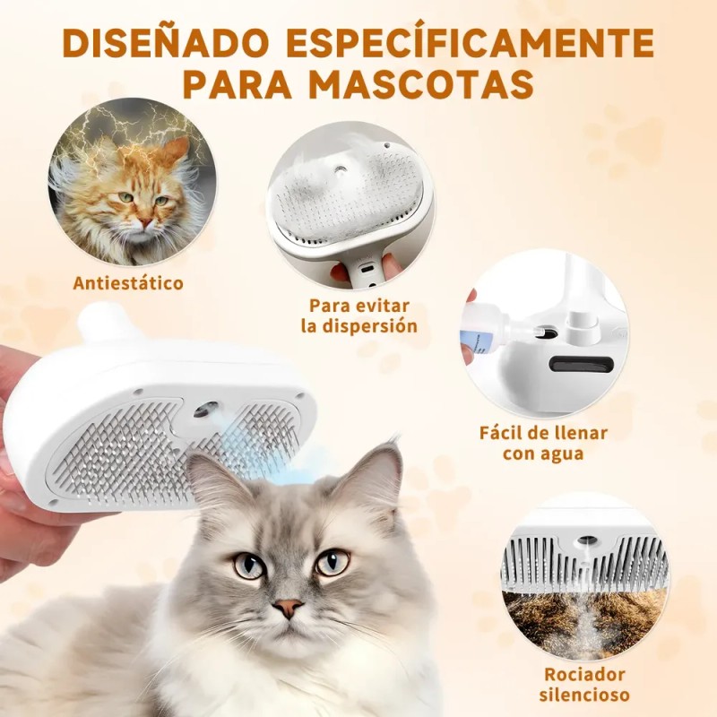 3 En 1 Cepillo Vapor Perros Y Gatos Peine Para