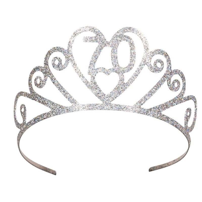 Beistle 60633-70 Glittered Metal "70" Tiara, Silver