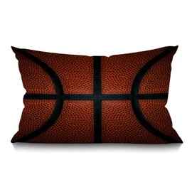 BGBDEIA Cushion Cover Basketball Game Leather Texture Spot Sport Cool Design Red Black Rectangular Throw Pillow Covers for Couch Sofa Home Decor Cotton Linen 12x20 Inch 30 x 50 cm