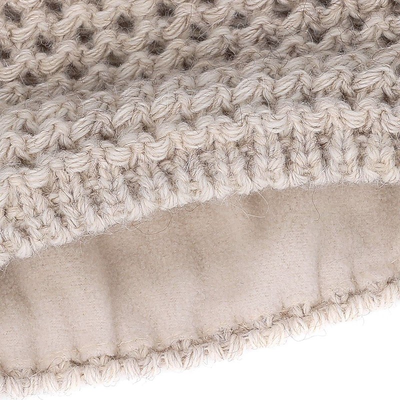 Ladies Faux Fur Knitted Hat with Fur Bobble and Fleece