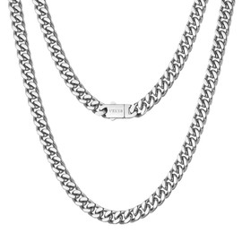 VEXXS Gold Chain Men's 5/7 mm, Cuban Link Chain Made of 18 K Gold/White Gold Plated Stainless Steel Curb Chain for Men Men Jewellery Gift 46-66 cm, Gold