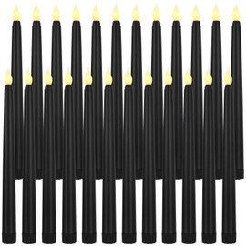 Baquler 24 Pcs Black 9.7 Inch LED Flameless Taper Candles Bulk Battery Operated Taper Candles Flickering Candlesticks for Wedding Church Holiday Table Decoration