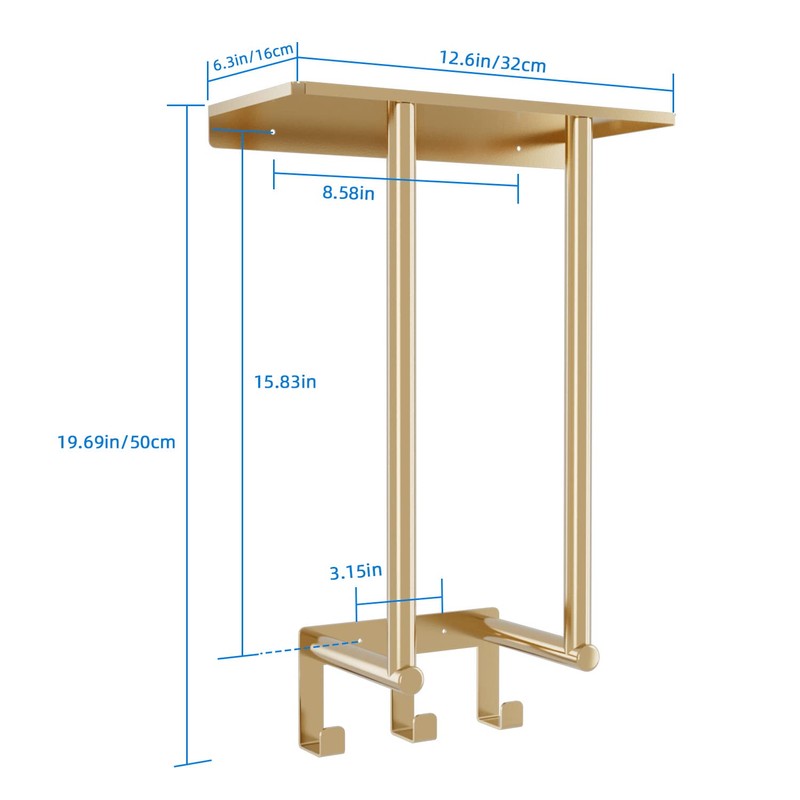 Towel Rack with Metal Shelf and 3 Hooks, Bethom Towel