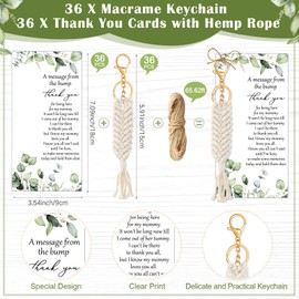 Ecation 36 Sets Baby Shower Favors for Guests Boho Macrame Keychains Crochet Tassel Key Ring Thank You Cards with Rope