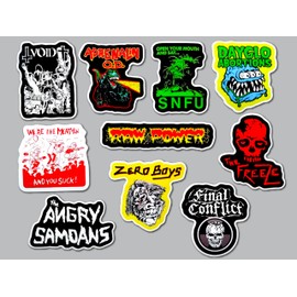 Punk Sticker Pack (10 Stickers) SET 12 angry samoans zero boys raw power freeze snfu final conflict meatmen sticker set underground hardcore badge rebellion diy vinyl distorted scene patch anti mohawk