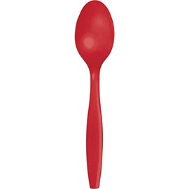 Creative Converting Touch of Color Premium 24 Count Plastic Spoons, Classic Red