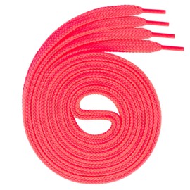 Swissly 1 Pair of Flat Shoelaces for Trainers and Sports Shoes - Very Tear-Resistant - Approx. 7.0 mm Wide Made of 100% Polyester Colour: Neon Pink Length: 100 cm
