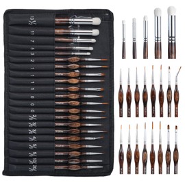 Nicpro Miniature Paint Brushes Dry Brush - 21PCS Model Paint Brush Set with Cloth Roll for Acrylic Oil Watercolor, Detail Paint Brush Drybrush for Model, Miniature Painting, Paint by Numbers, Craft