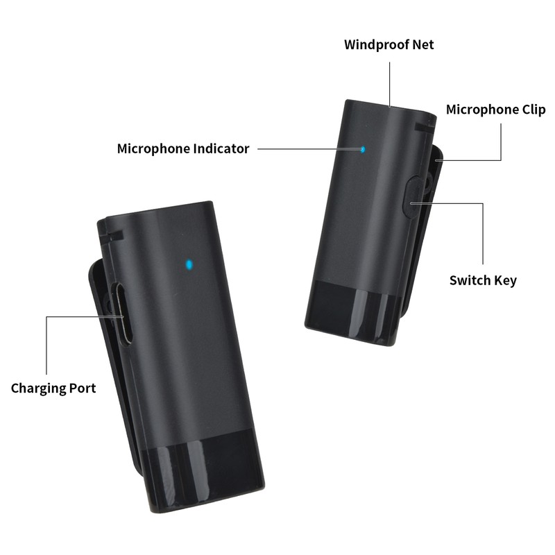 Wireless Clip-on Microphone Wireless Mic Receiver and 2 Transmitters with