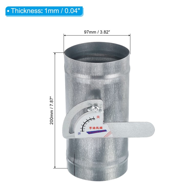 PATIKIL 4" HVAC Duct Manual Volume Damper, Metal Adjustment Airflow