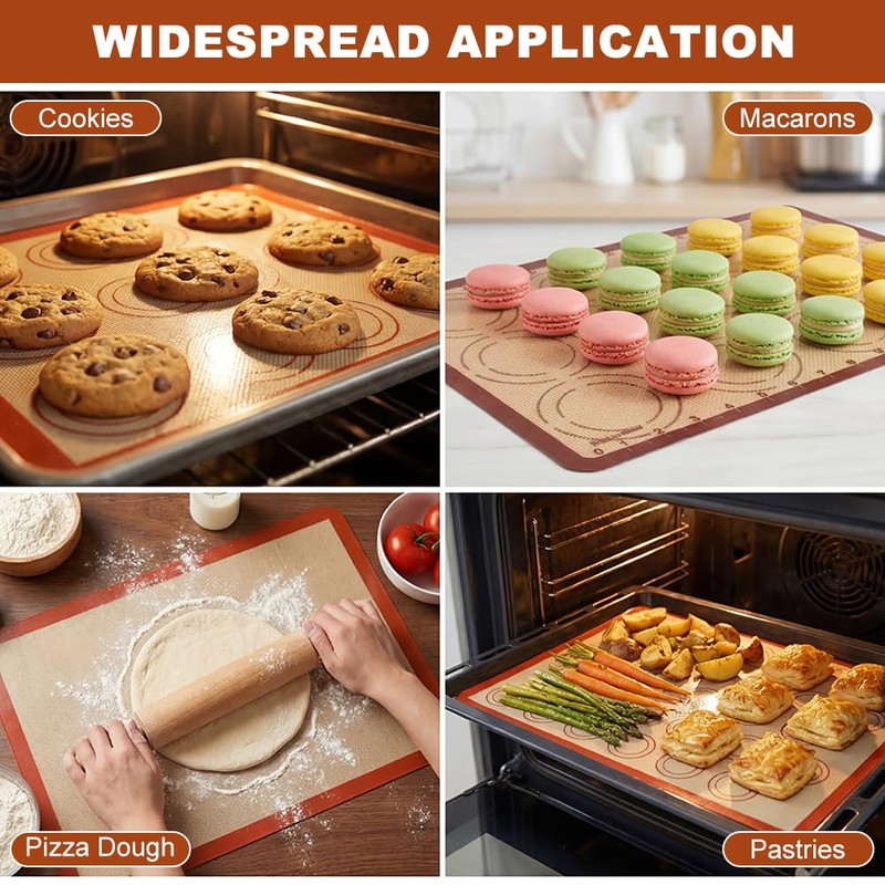Non-Stick Silicone Baking Mat Set, Extra Thick Silicone Mats for