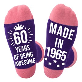 Zuimei 50th/60th Birthday Socks for Women, Birthday Gifts for Women Warm Comfortable Gift Ideas Grip Cosy Cotton Socks(60th)