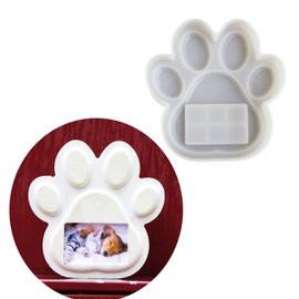 ZUDILYO Pet Pawprint Frame Mold Pet Memorial Stone Mold Dog Paw Photo Frame Ornaments Decorative Plaster Mold Garden Backyard Tombstone Mold for Pet