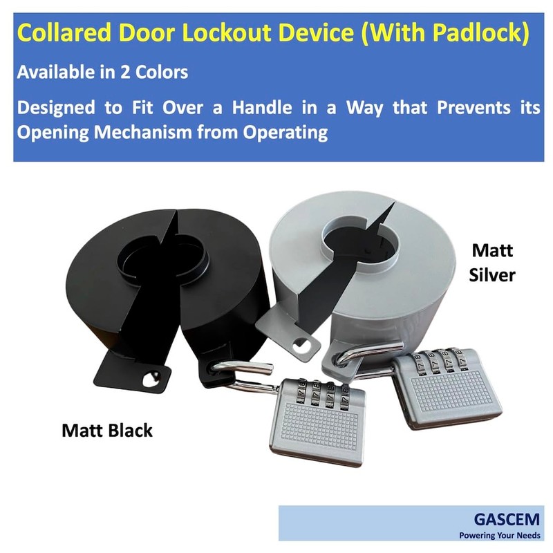 Gascem Door Knob Lockout Device (Matt Silver, 1 Padlock). Door