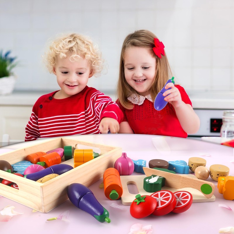 newlng Wooden Kitchen Toy for Children Play Kitchen Accessories Cutting