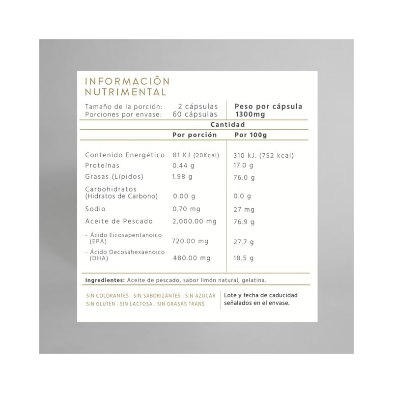 Diana Bárcena Health Omega 3 - 60 Cápsulas, 1.3G Por