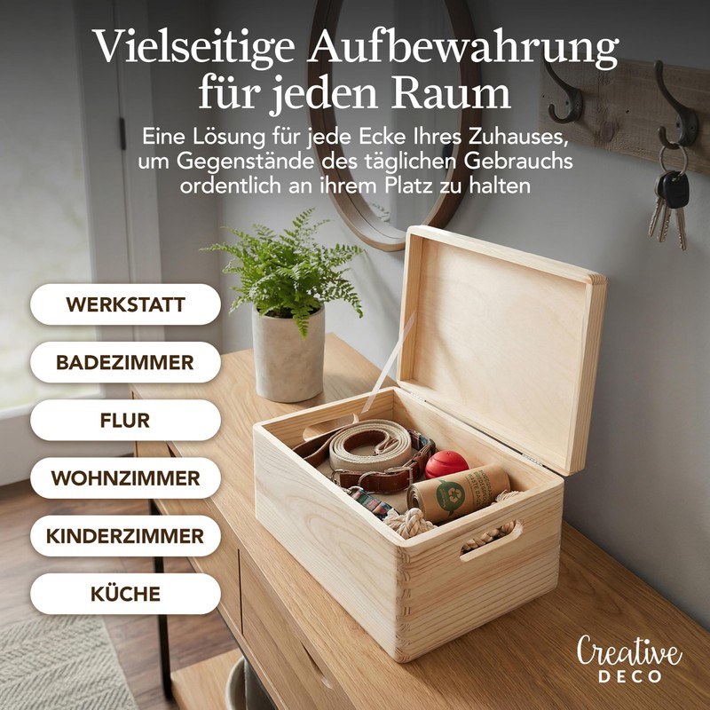 Creative Deco Large Wooden Box, 30 x 20 x 14