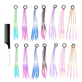 Zonoori Pack of 14 Colourful Hair Strands for Children, Gradient Hair for Girls