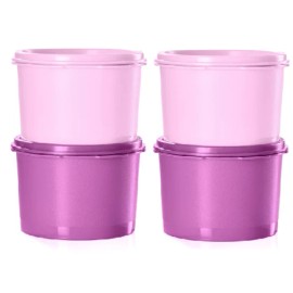 Tupperware Servalier Stacking Canisters 3.75 cups Purple PINK 8pc Set One Touch