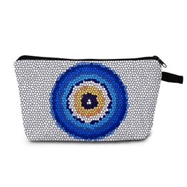 MoCaliduccious Mystic Eye Artistry Print Makeup Bag Blue Mystic Eye Cosmetic Organizer Gift for Birthdays Bohemian Lovers Travel Pouch for Women