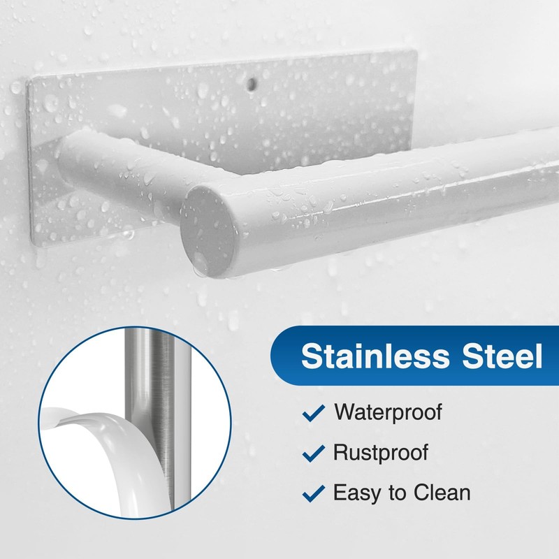 Paper Towel Holder - Self-Adhesive or Drilling, White Wall Mounted