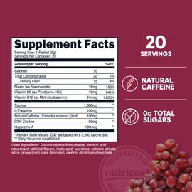 Nutricost Energy Complex Stickpack (20 Servings) Grape Flavored - Gluten-Free + Non-GMO