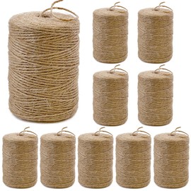 PerkDecor 10Pack 2mm Natural Jute Twine String 8000 Feet Long Twine String for Crafting Gardening Gift Wrapping Macrame DIY Home Decor (Brown-800Feet/Roll)