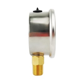 HFS(R) -30 inHg-0 PSI Medidor de presión de aspiradora lleno de líquido de glicerina, tamaño de esfera de 2 pulgadas, montaje inferior NPT de 1/4 pulgadas, caja de acero inoxidable, PSI y barra de