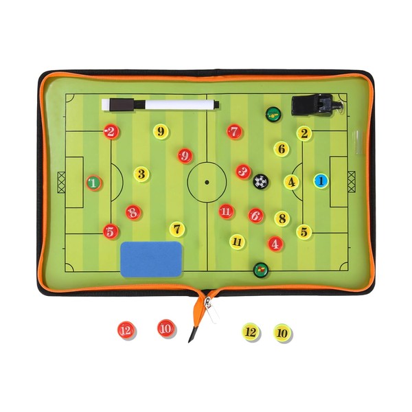 Jissta Football Tactic Board, Handball Coach Pad with Pen, Foldable Tactical Board, Magnetic Folding Professional Tactic Board for Football Coaches, Competition