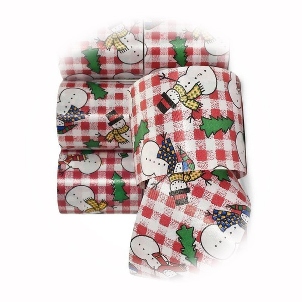 The New 7 Spls Christmas Snowman Red White Gingham Country