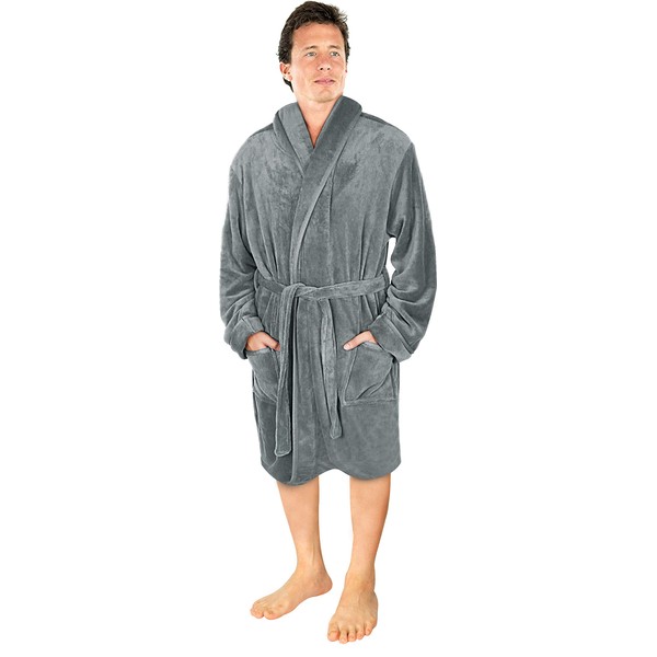 NY Threads Shawl Collar Dressing Gown for Men, Cuddly Soft,
