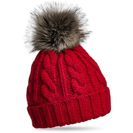 Caspar MU104 Knitted Women's Hat With Fur Bobble -