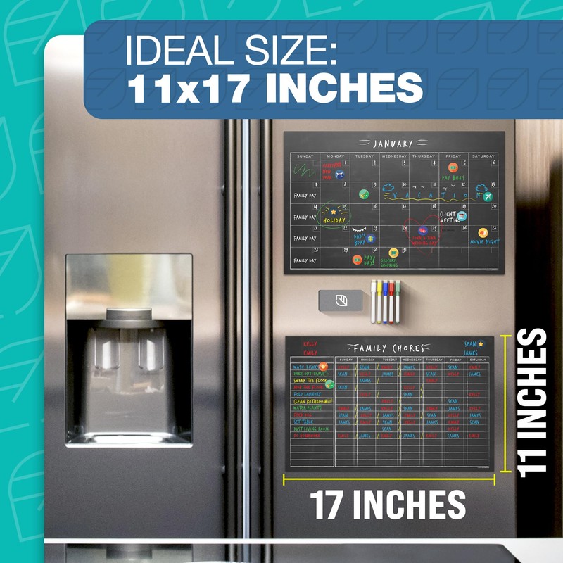 Magnetic Chore Chart & Calendar Set - 11" x 17",
