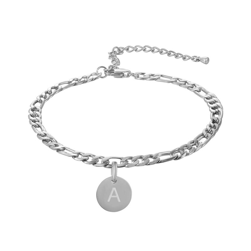 Silver Initial Anklets for Women, Surgical Stainless Steel Ankle Bracelets