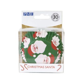 PME Christmas Santa Cupcake Cases, Foil Lined Paper-Pack of 30, White