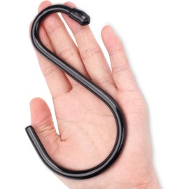 Antimbee Pack of 12 Heavy Duty S Hooks, 5.5 Inch Large S Hooks, S Hook Hangers with Rubber Coating, Black S-shaped Hooks for Hanging Plants, Bananas, Clothes, Bags, Towels, Kitchen