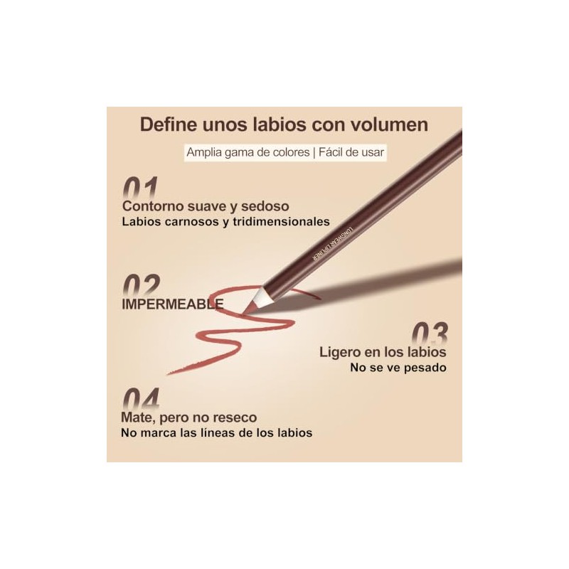 Erinde L?piz Perfilador de Labios, Resistente al Agua y Larga