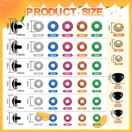 TOAOB Pack of 90 Safety Eyes and Safety Noses Large Safety Eyes for Crochet Animals Glitter 12 mm to 30 mm Doll Eyes Plastic Craft Eyes for Doll Making Plush Toy Teddy Eyes