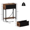 Vagusicc End Table Set of 2 with Charging Station, Narrow